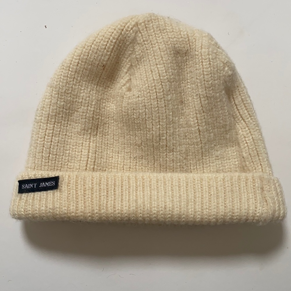 St James cream knit wool beanie kids